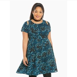 Torrid blue teal dress cutout plus size floral
